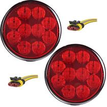 2 Lanterna Traseira 96mm Ônibus Caminhão Bugue 10 LED VM 12V +Conector