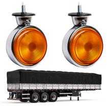 2 Lanternas Cromadas Bojuda Foguinho Âmbar Carreta Âmbar