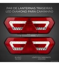 2 Lanternas Traseira Led Guerra Diamond 3 12v 24v Full Led Seta sequencial 2 Lanternas Traseira Led Guerra Diamond 3 12v 24v Full Led Seta sequencial
