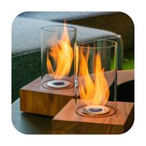 2 Lareiras de Mesa Ecológica Ecowood Base em Madeira Nobre com Queimador Inox Portátil para Ambientes Internos e Externos Eco Flame Garden 2 Lareiras de Mesa Ecológica Ecowood Base em Madeira Nobre com Queimador Inox Portátil para Ambientes Internos e Externos Eco Flame Garden
