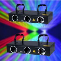 2 Laser Raios Rgb 3 Saidas 550mw Dmx Áudio Rítmico Bivolt