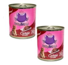 2 Latinha De Comida P/ Gato Patê De Carne Petty & Gato 280g