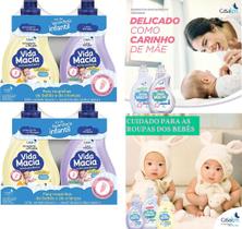 2 Lava Roupas E 2 Amaciante Glicerina Camomila Vida Macia