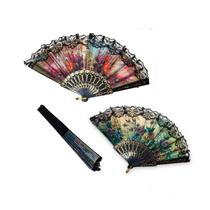 2 Leques De Mão Estampa Florida Com Renda Feminino 2 Leques De Mão Estampa Florida Com Renda Feminino