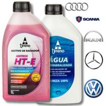 2 Litros - 1L Aditivo Radiador Híbrido HT-E Lilás Rosa Concentrado Líquido Arrefrecimento Original Tirreno + 1L Àgua Desmineralizada VW Audi Mercedes