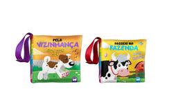 2 Livro Pano Banho Animal Fazenda Pela Vizinhança Bebe Feliz