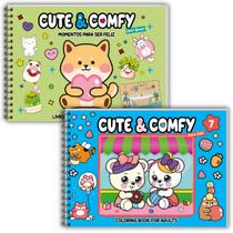2 Livros Colorir Capa Dura 80 Páginas Desenhos Caderno Adulto Infantil Antiestresse Relaxante Papel Grosso Presente Ilustrado
