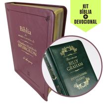 2 Livros de Estudos Como: 1 Bíblia Estudos Charles Haddon Spurgeon Versão NVT + 1 Devocional Billy Graham 366 Dias