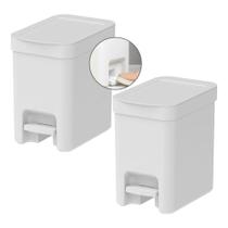 2 Lixeira Banheiro Branco Com Pedal 6lt Esconde Saco De Lixo