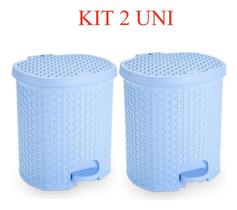 2 Lixeira Cesto Lixo Cozinha Banheiro Pedal 6 L Rattan Azul