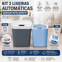 2 Lixeiras Automáticas Sensor Cozinha Banheiro 17,5L e 14L