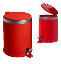 2 Lixeiras Banheiro Pedal 5 Litros Plástico Cesto Escritório Vermelho - Home Utilities