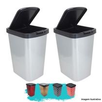 2 Lixeiras Cesto 9 Litros Click Label P/Pia Cozinha Banheiro