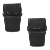 2 Lixeiras De Pia Prática Preta Tampa Basculante Rattan 4,5L