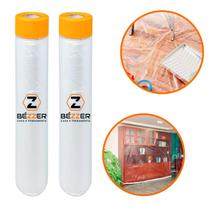 2 Lonas Protetora 60 M² Pega Pó Com Fita Adesiva Bézzer 3 x 20 m Eletrostática Reforma Pintura Obra Móveis