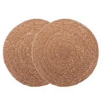 2 Lugar Americano Sousplat Redondo de Fibra Natural para Mesa Wolff Trançado 37cm