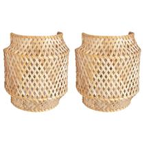 2 Luminária Arandela Bambu Fibra Natural Artesanal Nat90 2 Luminária Arandela Bambu Fibra Natural Artesanal Nat90