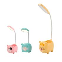 2 luminária led mesa com suporte para celular infantil animais abajur escrivaninha leitura noite usb