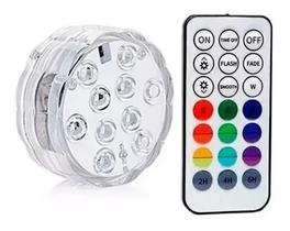 2 Luminária Led Piscina Controle Remoto Pilha Ventosa Cor