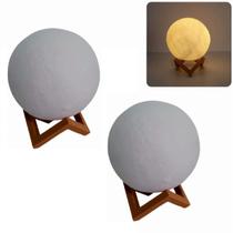 2 Luminária Lua Abajur C/ Suporte Plástico Bateria Luz Amarela 2 Luminária Lua Abajur C/ Suporte Plástico Bateria Luz Amarela