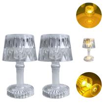 2 Luminaria Mini Abajur LED Decoração em Acrílico Luxo