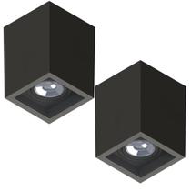 2 Luminária Sobrepor Boxit Par20 Preto E27 Save Energy