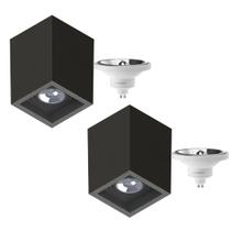 2 Luminária Sobrepor P/ 2 Lâmp Boxit + 2 Lâmpada AR111 12W 4000K 2 Luminária Sobrepor P/ 2 Lâmp Boxit + 2 Lâmpada AR111 12W 4000K
