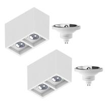 2 Luminária Sobrepor P/ 2 Lâmpada Boxit + 4 Lâmpada AR111 12W 4000K 2 Luminária Sobrepor P/ 2 Lâmpada Boxit + 4 Lâmpada AR111 12W 4000K