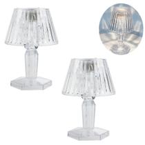 2 Luminárias Abajur Cristal Sem Fio Luz Led Decoração 2 Luminárias Abajur Cristal Sem Fio Luz Led Decoração