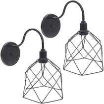 2 Luminárias Arandela de Parede Aramada Cálice Industrial Retro Preta Agp Ilumini Vintage 2 Luminárias Arandela de Parede Aramada Cálice Industrial Retro Preta Agp Ilumini Vintage