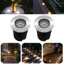 2 Luminárias Balizador Spot Led SMD Em PVC De 1W Luz Branco Frio De Embutir Em Piso Chão Solo Gramado Jardim Escada Deck