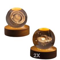 2 Luminárias Bola de Cristal Galáxia Decoração Luz Noturna Efeito Visual Luminoso Mesas Prateleiras Escrivaninhas Estantes Kit 2 Luminárias Bola de Cristal Galáxia Decoração Luz Noturna Efeito Visual Luminoso Mesas Prateleiras Escrivaninhas Estantes Kit