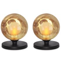 2 Luminárias de mesa Globo Harmony Ambar Base Redonda Preta 2 Luminárias de mesa Globo Harmony Ambar Base Redonda Preta