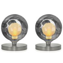 2 Luminárias de mesa Globo Harmony Fumê Base Redonda Escovad 2 Luminárias de mesa Globo Harmony Fumê Base Redonda Escovad