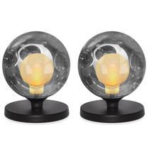 2 Luminárias de mesa Globo Harmony Fumê Base Redonda Preta