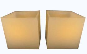 2 Luminárias Em Parafina 8x8x8cm + 2 Velas De Led Decoração