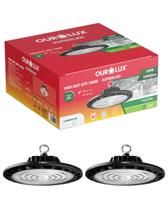 2 Luminárias High Bay UFO Preto 100W Bivolt Cor da Luz Branco Frio 6500K Ourolux 2 Luminárias High Bay UFO Preto 100W Bivolt Cor da Luz Branco Frio 6500K Ourolux