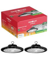 2 Luminárias High Bay UFO Preto 150W Bivolt Cor da Luz Branco Frio 6500K Ourolux 2 Luminárias High Bay UFO Preto 150W Bivolt Cor da Luz Branco Frio 6500K Ourolux