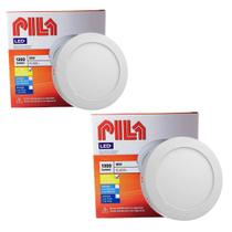2 Luminárias Redonda Led Sobrepor Philips Pila 18w 3000k 210mm