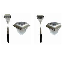 2 Luminárias Solares Balizadoras Inox - Com Led - Dni6124n