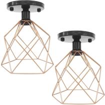 2 Lustres Teto Plafon Industrial Aramado Cálice Retrô Luminária Sobrepor Vintage Agp Ilumini 2 Lustres Teto Plafon Industrial Aramado Cálice Retrô Luminária Sobrepor Vintage Agp Ilumini