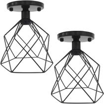 2 Lustres Teto Plafon Industrial Aramado Cálice Retrô Luminária Sobrepor Vintage Preto Agp Ilumini 2 Lustres Teto Plafon Industrial Aramado Cálice Retrô Luminária Sobrepor Vintage Preto Agp Ilumini