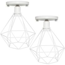2 Lustres Teto Plafon Industrial Aramado Diamante Retrô Luminária Sobrepor Vintage Agp Ilumini 2 Lustres Teto Plafon Industrial Aramado Diamante Retrô Luminária Sobrepor Vintage Agp Ilumini