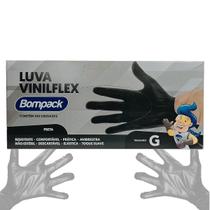 2 Luva Vinil Flex Descartável Proteção D Mãos C100u Preta G
