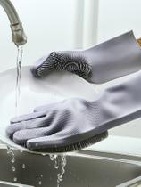 2 Luvas Esponja Lava Louça Multiuso Silicone Cores Sortidas PAR Cinza Utilidade Casa Envio Imediato