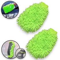 2 Luvas Microfibra Super Macia Lavagem Carro Motos Caminhão