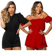 2 Macacões Curtos Moda Blogueira Tons Pasteis Modelagens Diferentes Coloridos