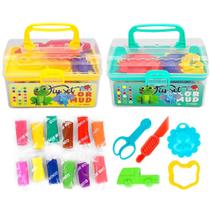 2 Maletinhas de Massinhas Brinquedo Infantil Didático 19 Pçs 2 Maletinhas de Massinhas Brinquedo Infantil Didático 19 Pçs