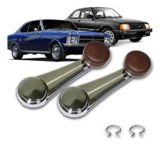 2 Manivela Maçaneta Vidro Cromada Opala Chevette Marrom