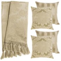 2 Mantas Xale 2.20m x 1.40m Para Sofá + 4 Capas 45x45cm - Marrom Fendi